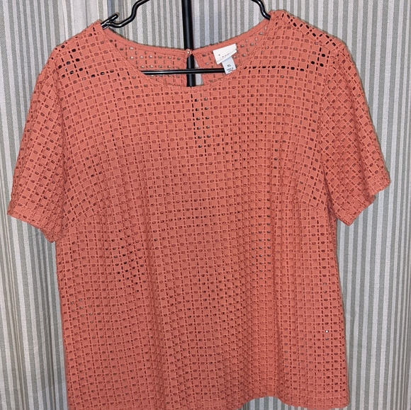 Tops - Coral orange texture SHIRT